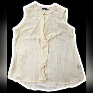 Harve Bernard Size 1X Cream Sleeveless Blouse With Ruffle